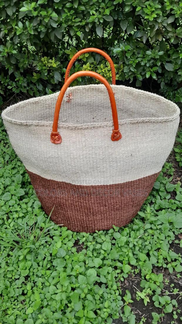 White on Brown Basket for Shopping - main view