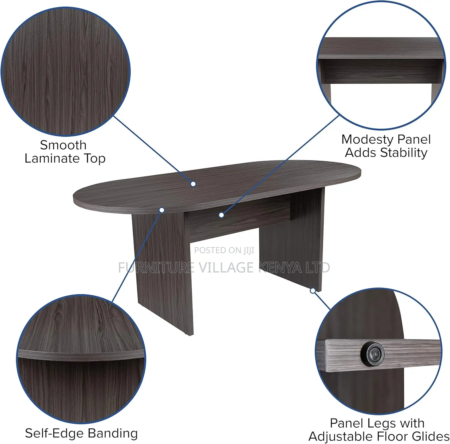 1 8m Oval Shaped Conference Room Table