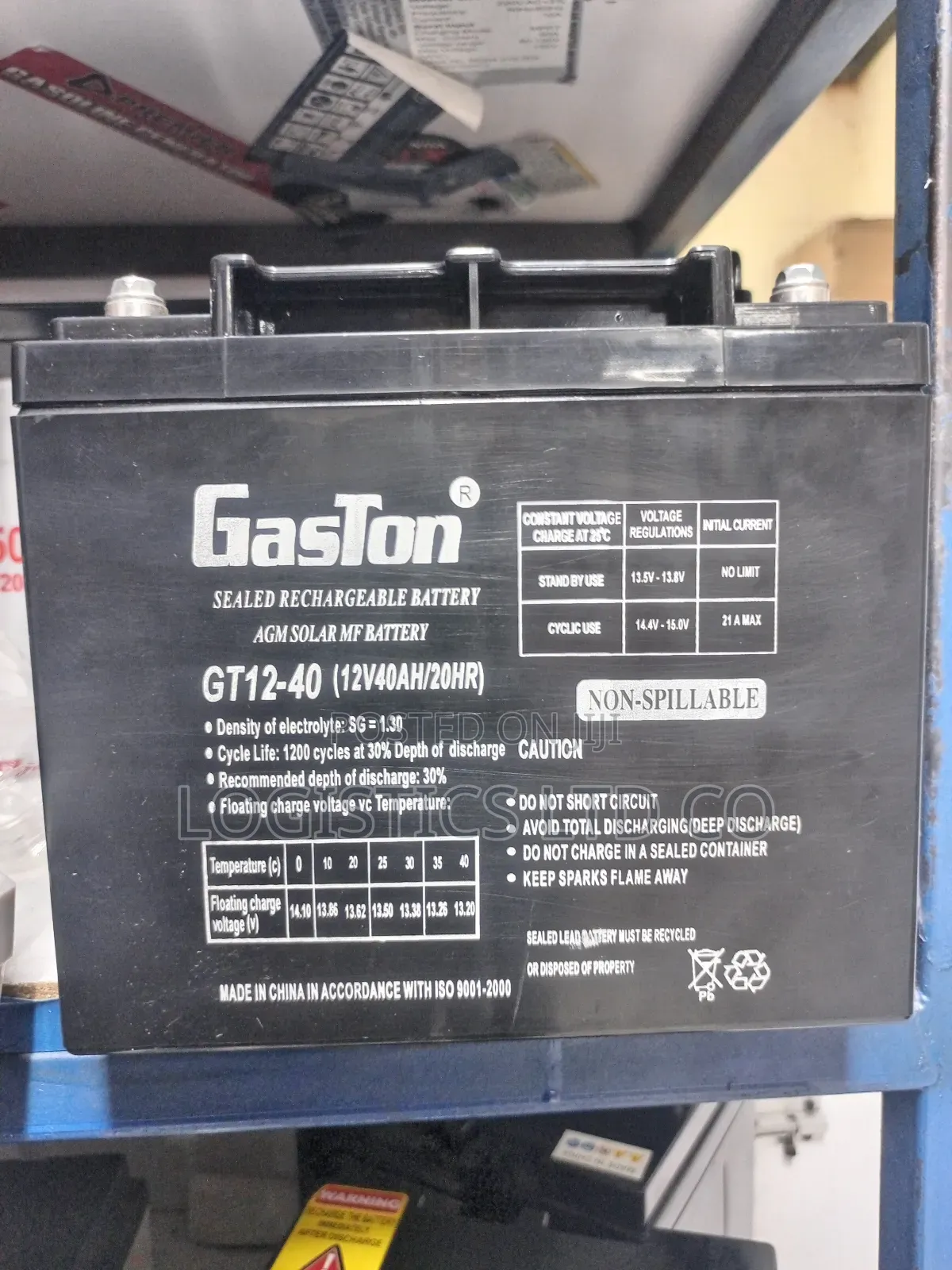 Gaston 12V 40ah GT12V-40 Maintenance Free Battery