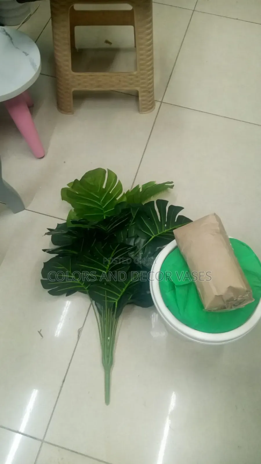 Monstera Plant, Vase B Plus Stones Decorative