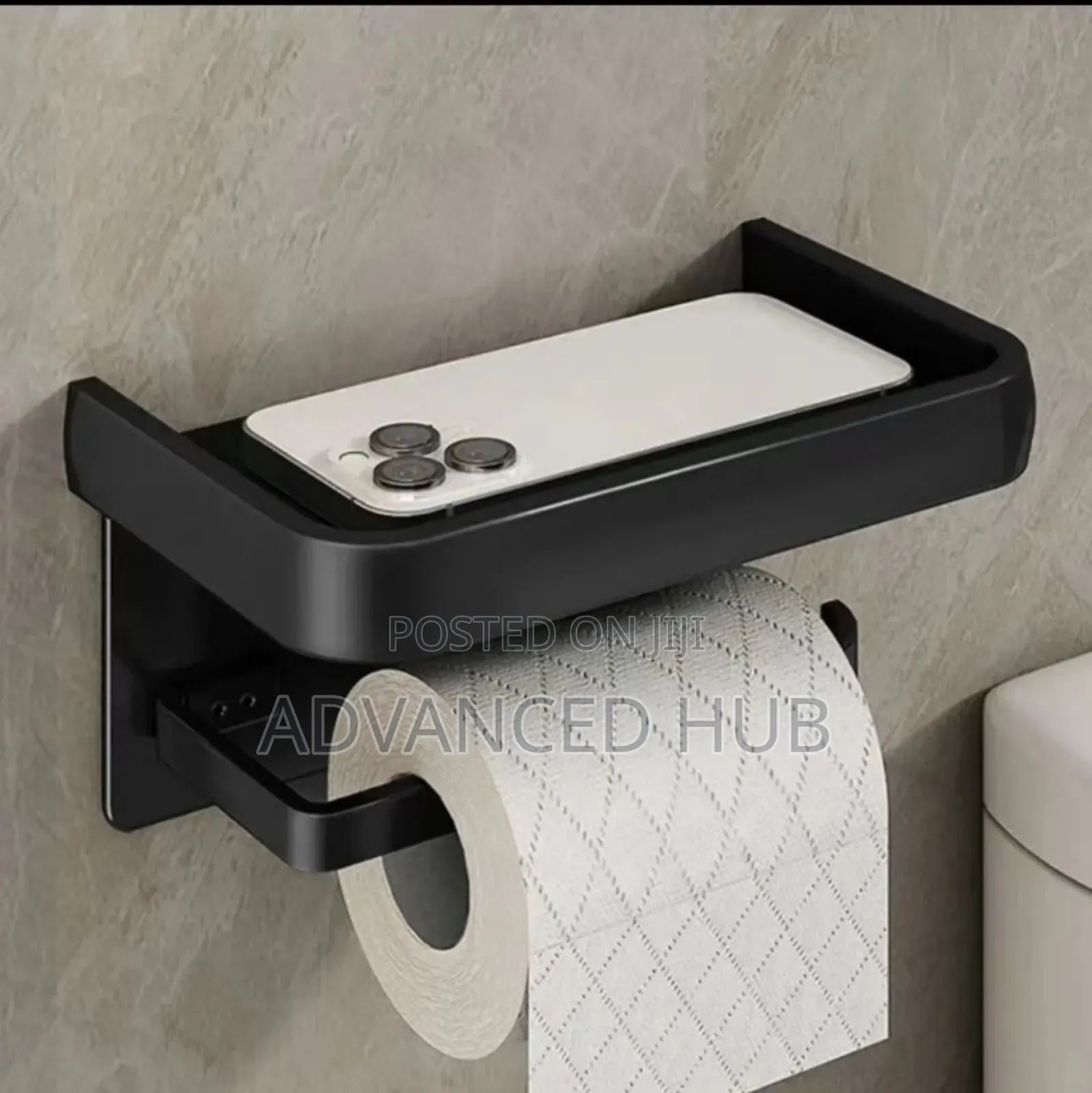 Wall Mounted Toilet Paper Holder With Added Shelf