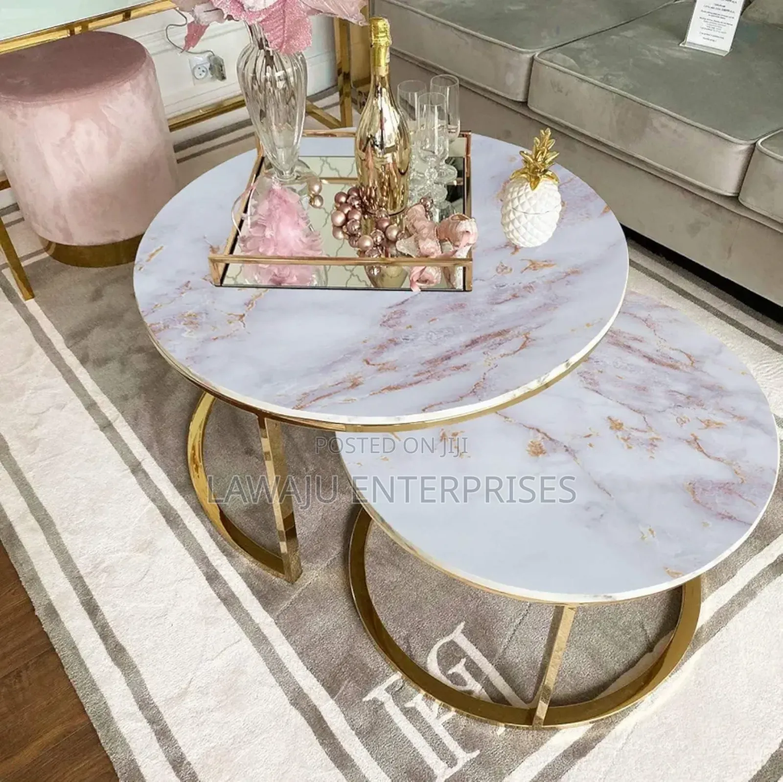 Marble Glass Top Nesting Tables