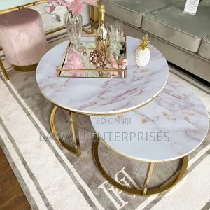 Marble Glass Top Nesting Tables