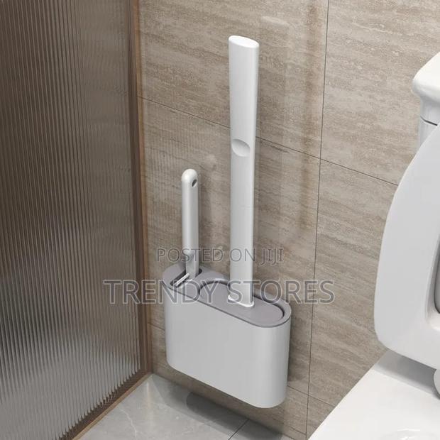 Grey Long Handle Silicone Toilet Brush - main view