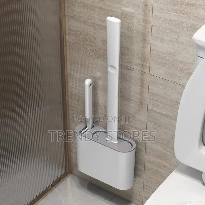 Grey Long Handle Silicone Toilet Brush