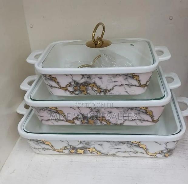 Set Of 3 Ceramic Serving Bowls/Chaffing Dishes