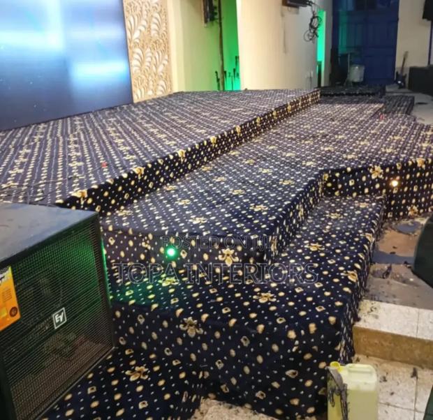 Navy Blue Themed Flowered Church Altar Floor Carpets