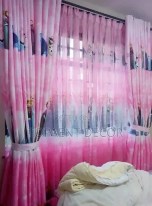 Baby Girl Cartoon Themed Pink Curtains