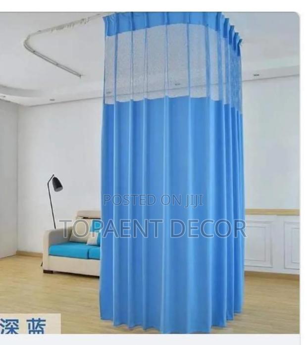 Hospital Rail Blue Curtains - main view