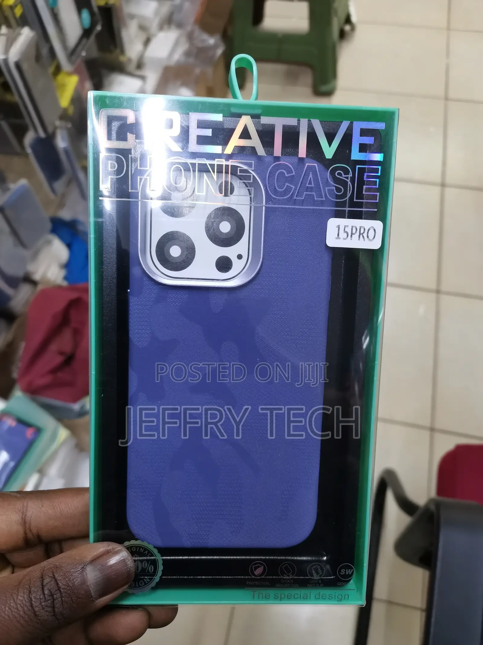 For iPhone 15 Pro Color-Contrast PC + TPU Case (Blue+White)
