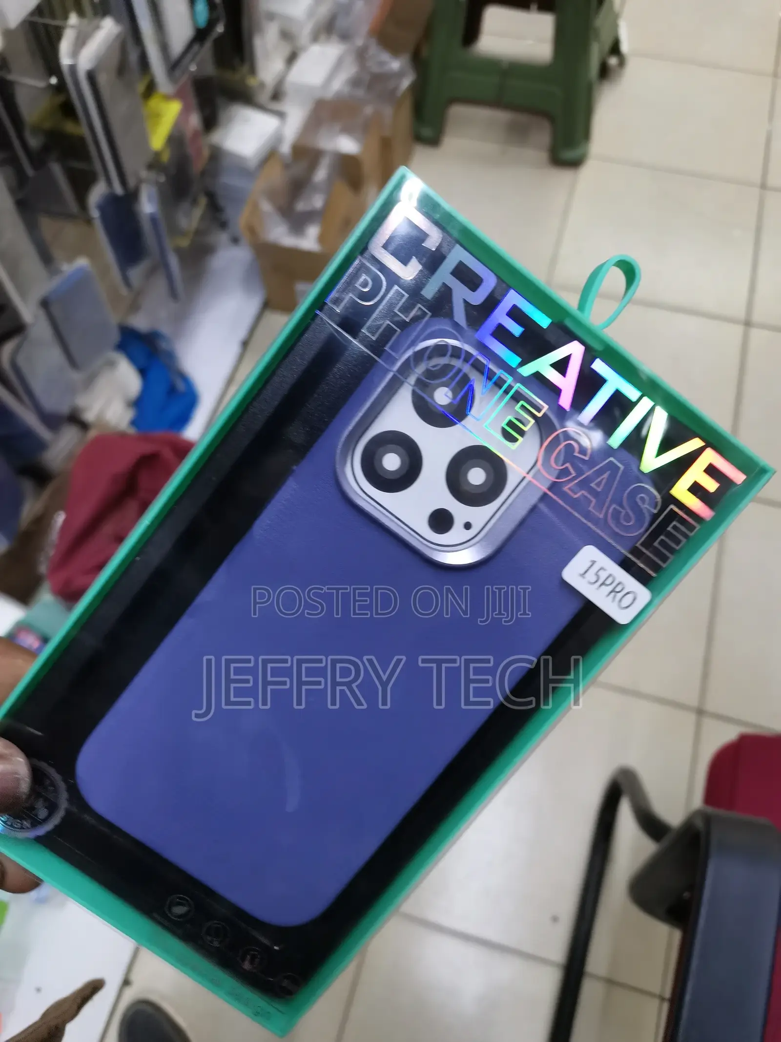 For iPhone 15 Pro Color-Contrast PC + TPU Case (Blue+White)