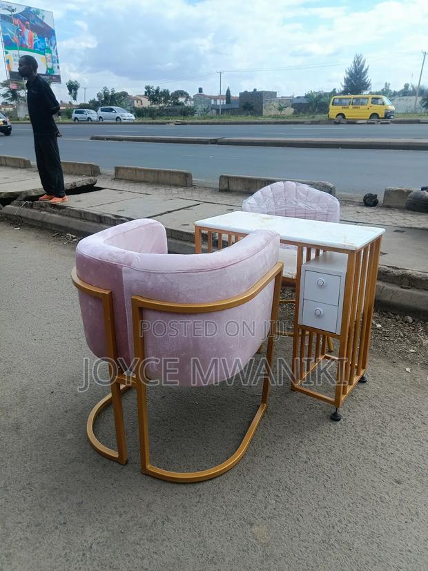 Manicure Set, Gold And Pink With Marble Table