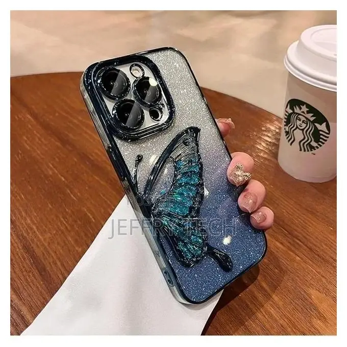 Quicksand Glitter Butterfly Case for 15 Pro Max Plating Blin