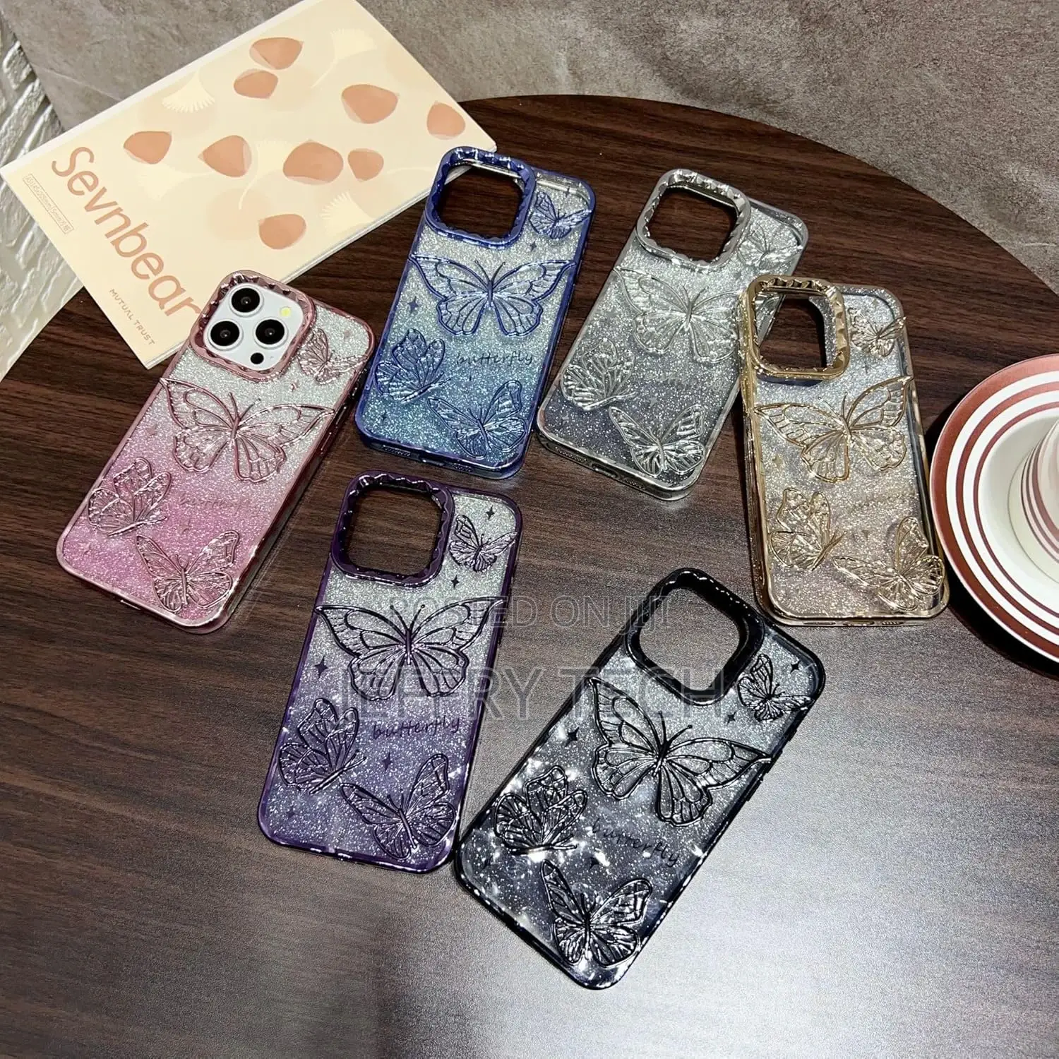 Glitter Paper Pieces, Stereo Butterfly, Girly iPhone 15