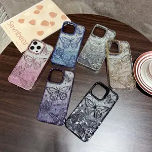 Glitter Paper Pieces, Stereo Butterfly, Girly iPhone 15