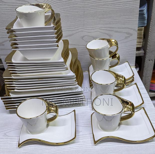 30pcs Wavy Ceramic White Dinner Set With Now Available - main view