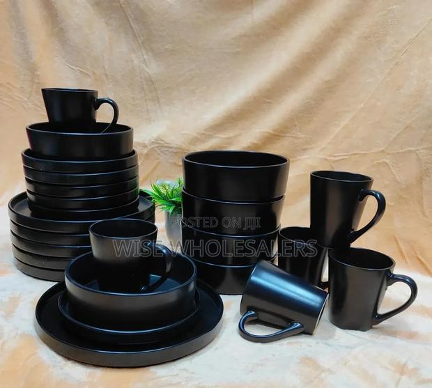 24pc Black Ceramic Dinner Set* Available - main view