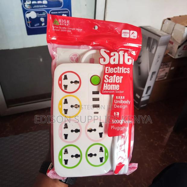 Extension Cables 6 Way With Usb + Usb-C Multiplug Sockets - main view