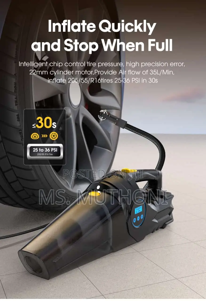 Portable Car Tyre Inflator and Vacuum Cleaner(Dual-Use)*