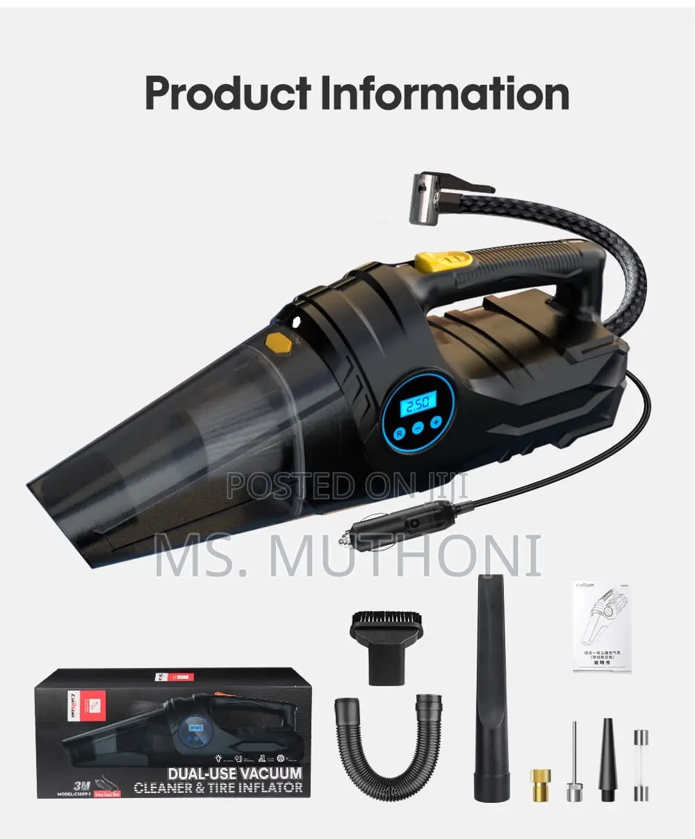 Portable Car Tyre Inflator and Vacuum Cleaner(Dual-Use)*