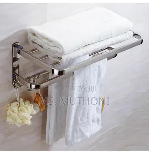 Double Layer Bathroom Wall Mounted Towel Rack With Hooks