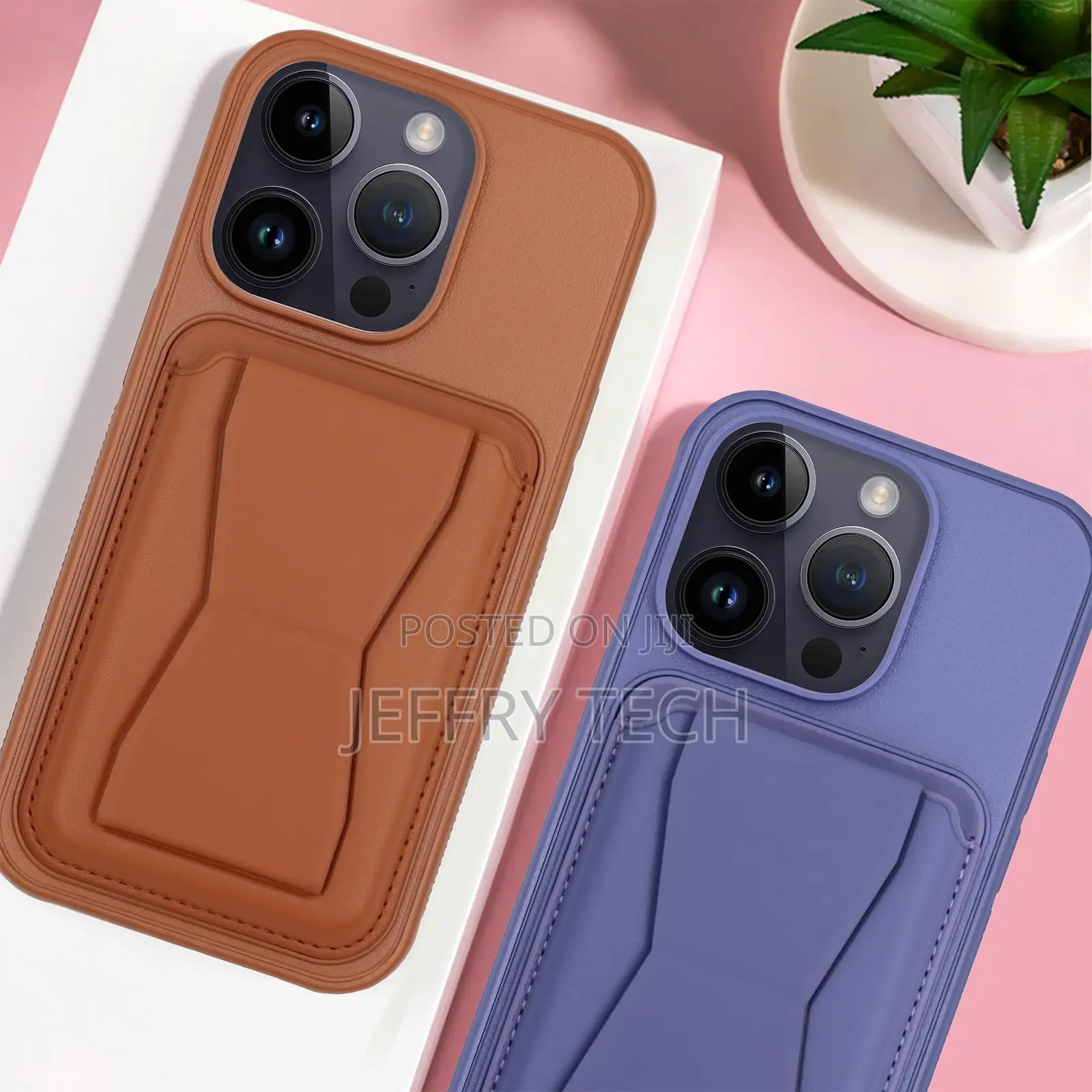 iPhone 13 Pro Leather Card Holder TPU Phone Case(Brown)