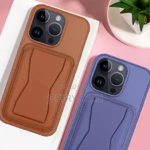iPhone 13 Pro Leather Card Holder TPU Phone Case(Brown)