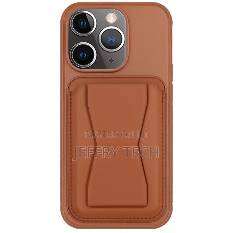 iPhone 13 Pro Leather Card Holder TPU Phone Case(Brown)