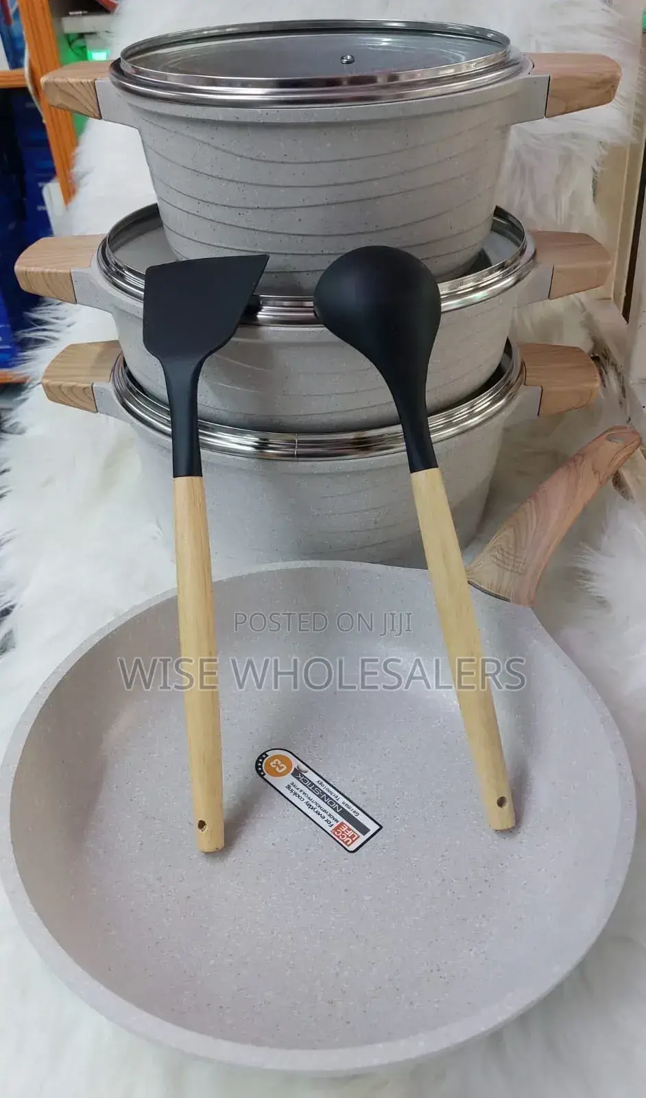 9pcs Ucc Life Granite Nonstick Cookware Set Black Grey 