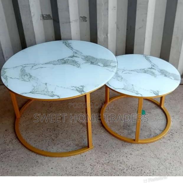 Marble Nesting Coffee Table White - main view