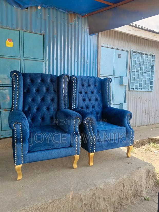 King Chairs or Pedicure Seats, 2 Pieces, Navy Blue 