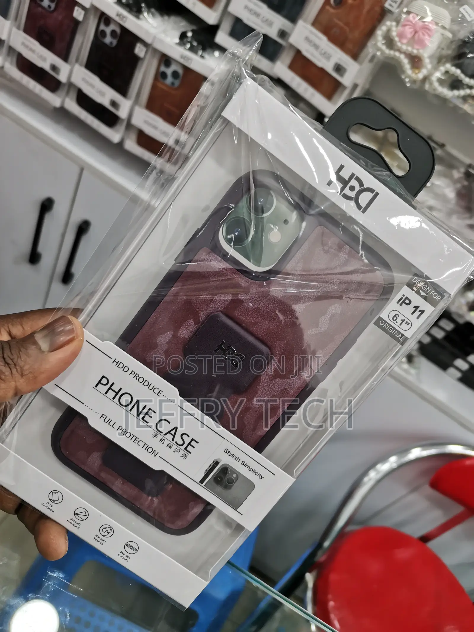 iPhone 11 HDD Standing Grip Maroon Camo Cover