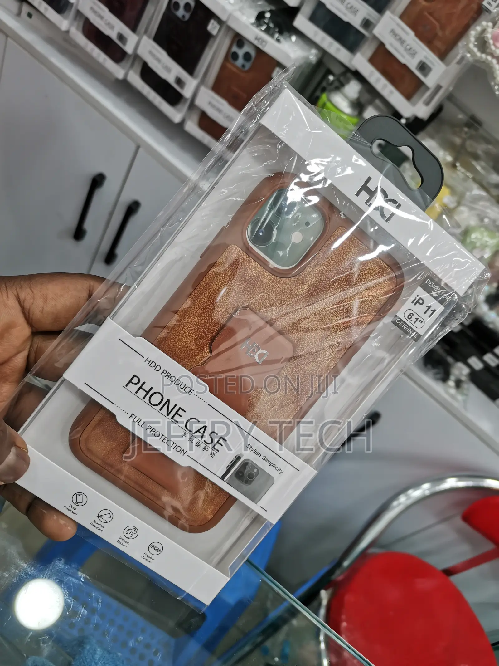 Phone Case With Wristband Holder, Brown, iPhone 11