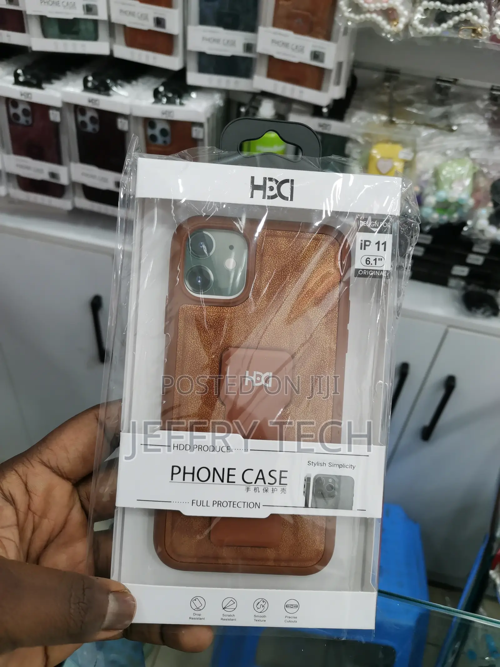 Phone Case With Wristband Holder, Brown, iPhone 11