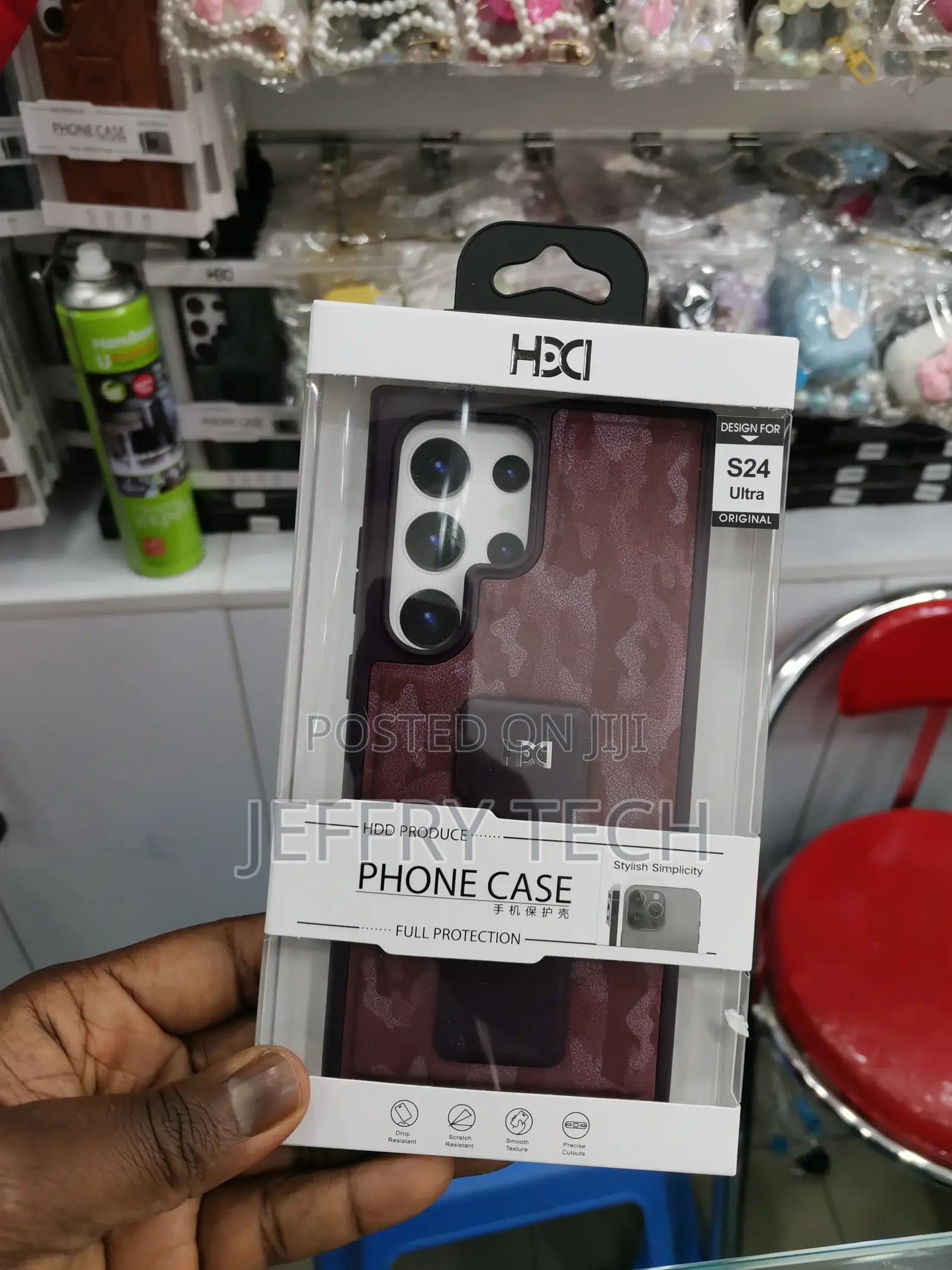 S24 Ultra Standing Grip Case Camouflage Printed Maron