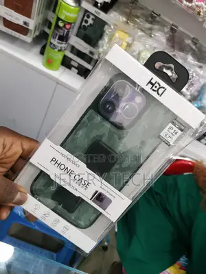Green Camo iPhone 14 Pro Max HDD Phone Case Wristband Holder