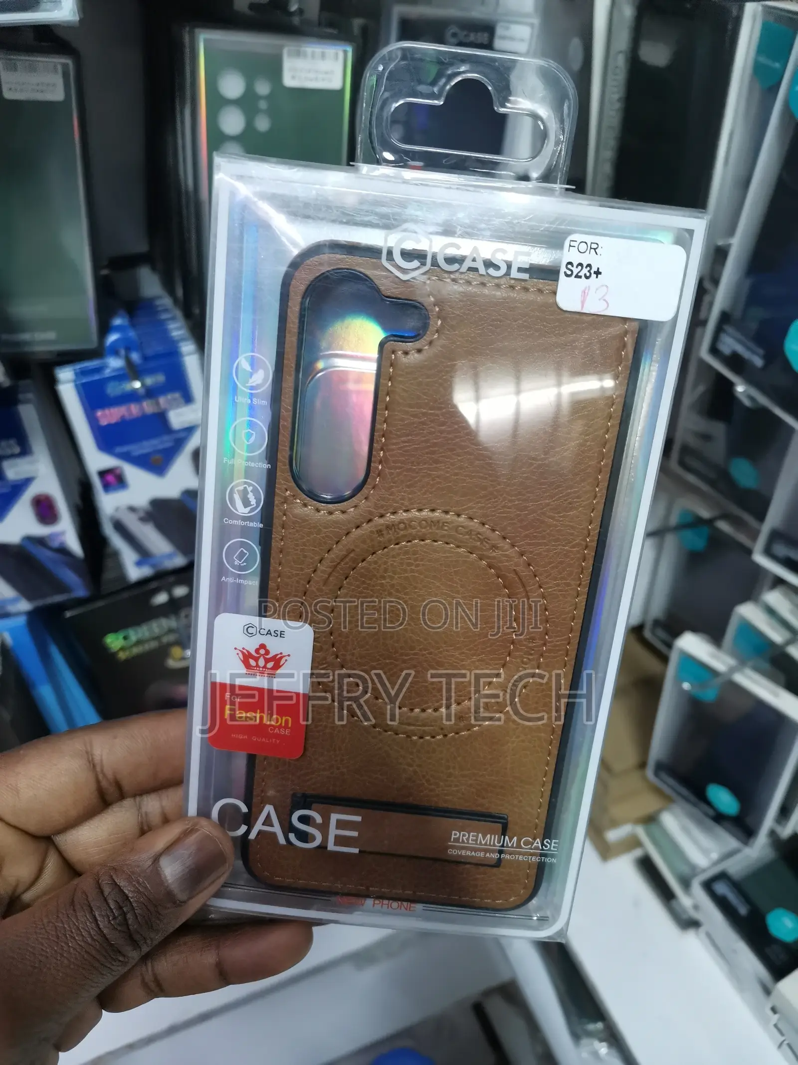 Samsung S23 Plus Leather Invisible Stand Magsafe Brown