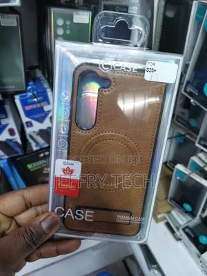 Samsung S23 Plus Leather Invisible Stand Magsafe Brown - thumbnail 2