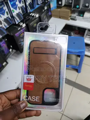 iPhone 12 Leather Bend Stand Magsafe Brown Case