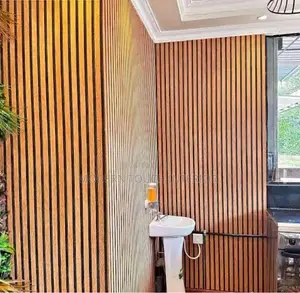 Brown Fluted Wallpaper