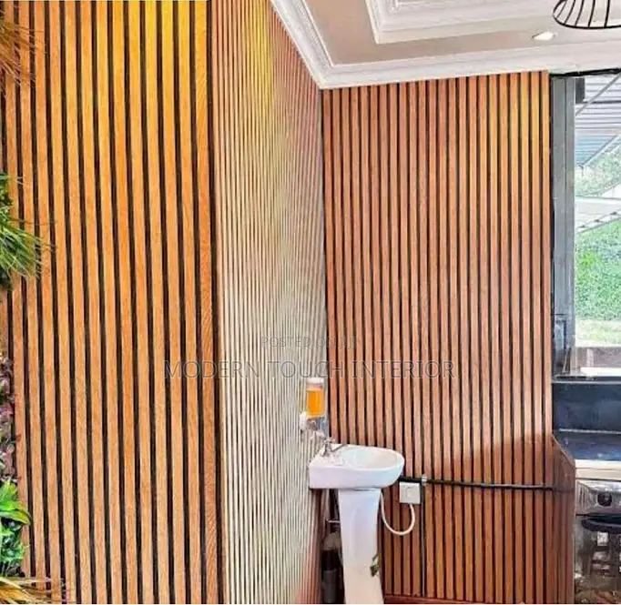 Brown Fluted Wallpaper