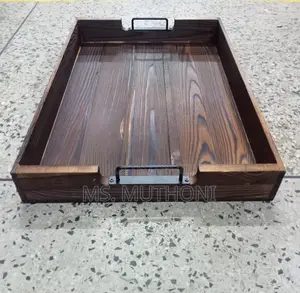 Quality Fir Wood Tray With Metallic Handle