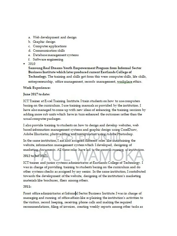IT CV, Web Development Job