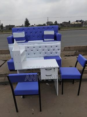 Pedicure Seat Table and 2 Chairs - main view