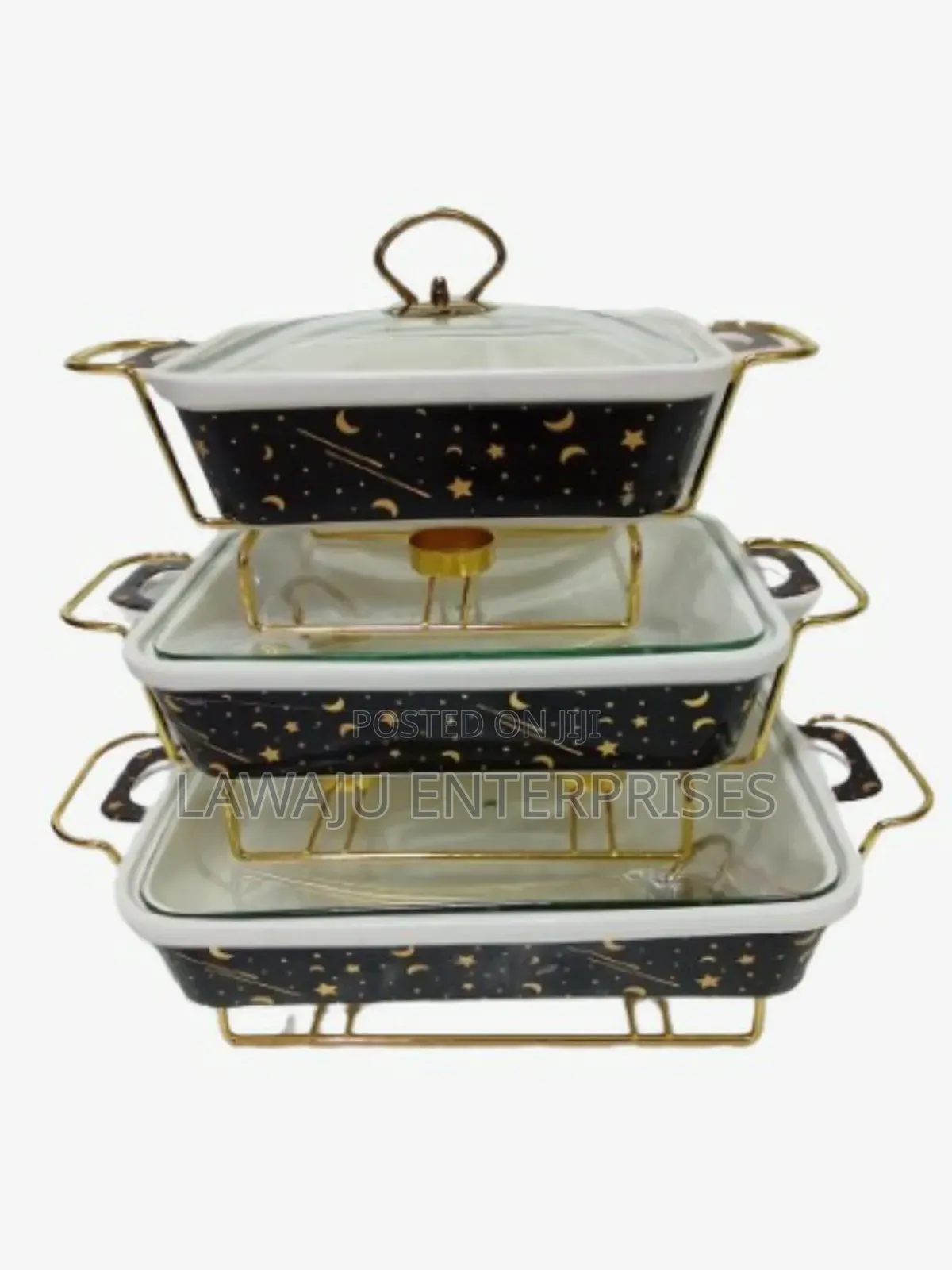3 Pc Ceramic Moonstar Chaffing Dish