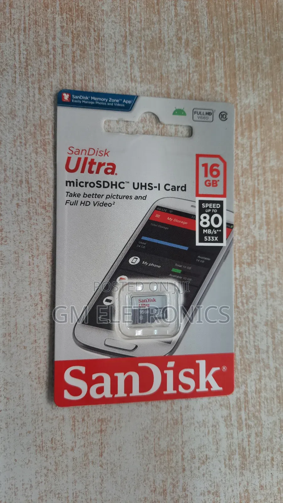 New 16GB 100mb/S Class10 UHS-1 Microsdhc Card.