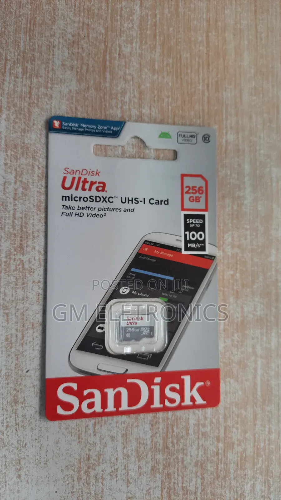New 256GB 100mb/S Class 10 UHS-I Microsdhc Card.