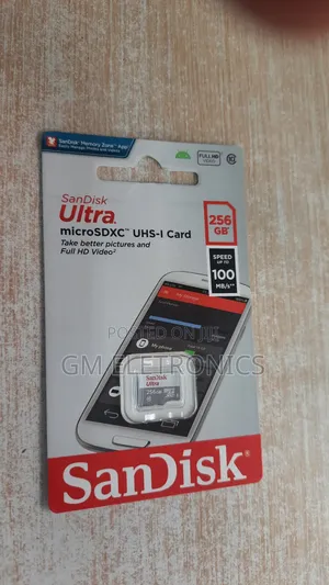 New 256GB 100mb/S Class 10 UHS-I Microsdhc Card.