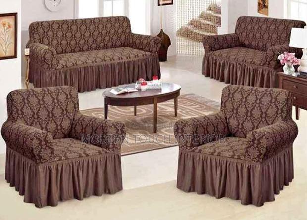 7 Seater Brown Jacquared Sofa Covers