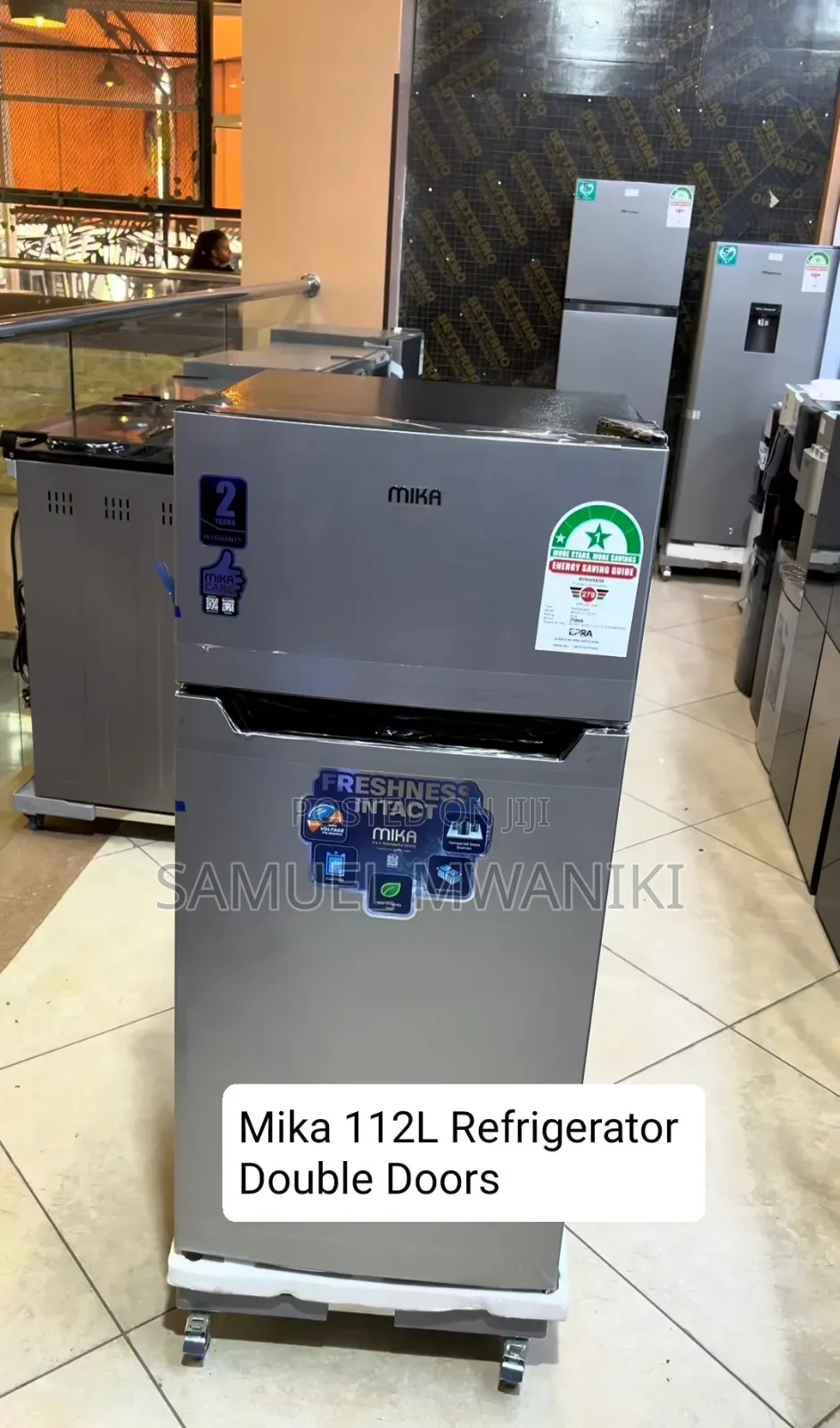 MIKA Refrigerator 112 Liters (Direct Cool) Line Silver Dark